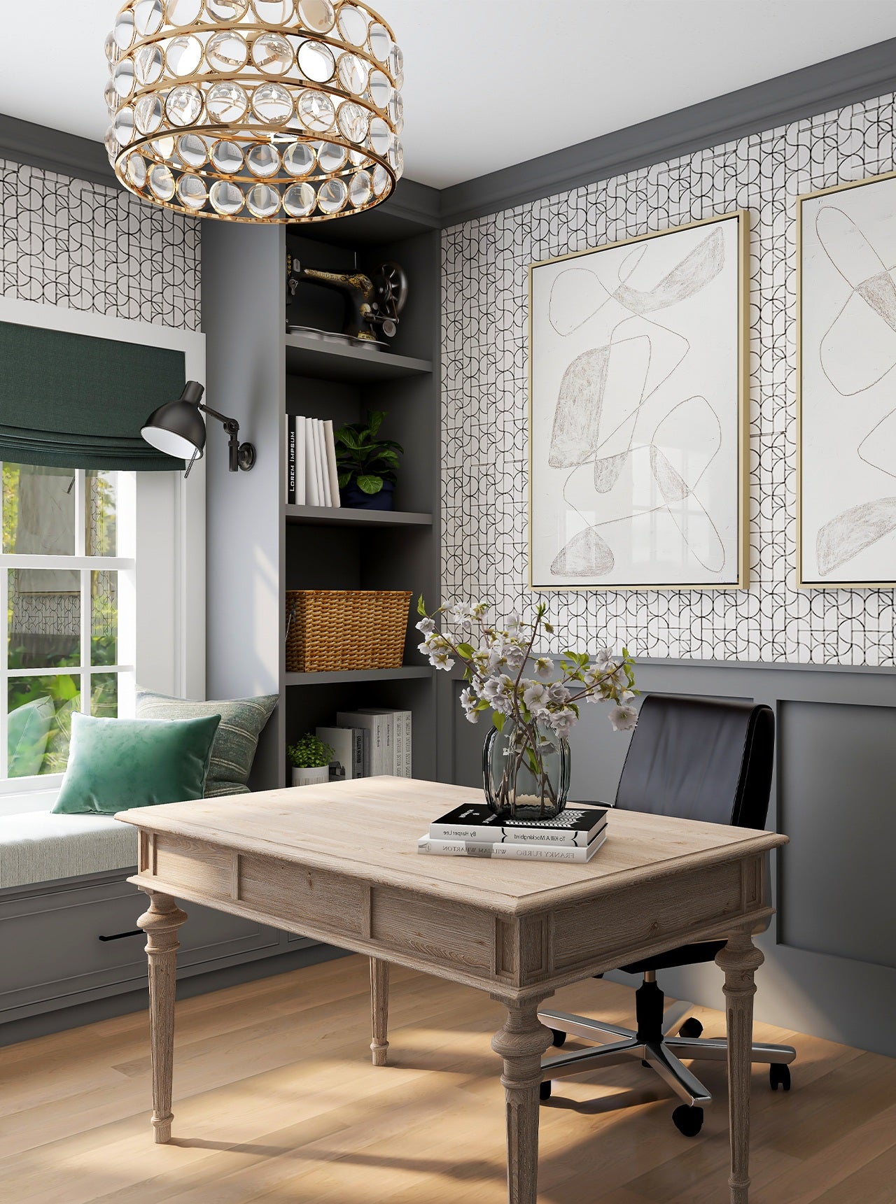 Professional wallpaper installation in luxury interior