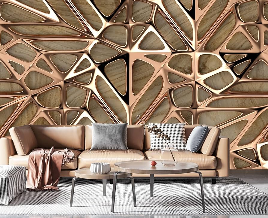 Luxury wallpaper installation with elegant geometric patterns
